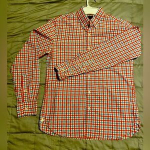 J. Crew Men’s Slim Fit Cotton Poplin Shirt Light Blue, Light Red, White Check